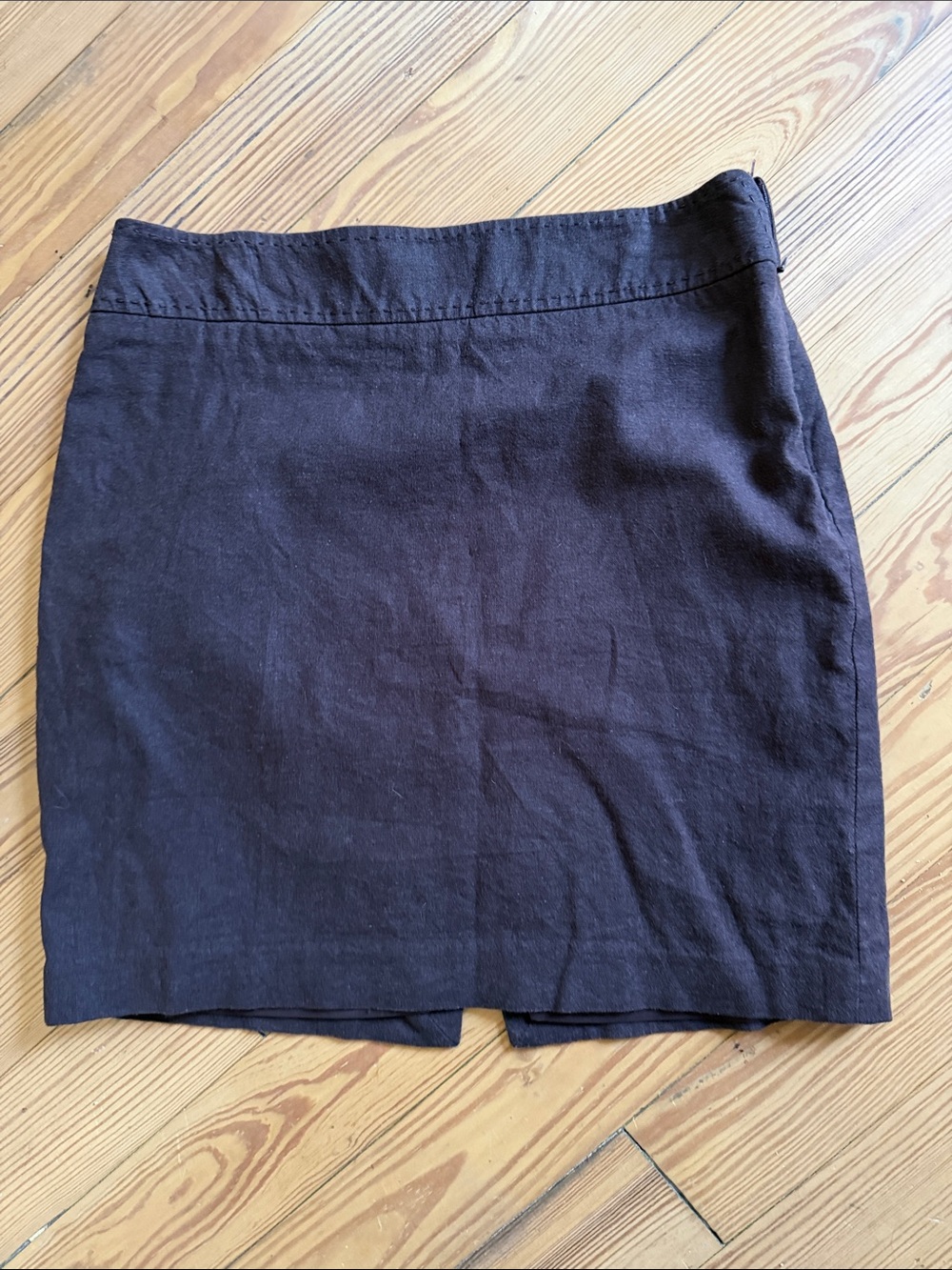 Dark Brown Linen Blend Mini Skirt